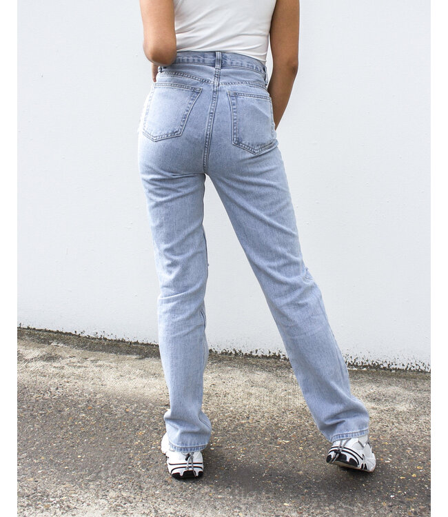 Straight Leg Cut Out Knee Jeans