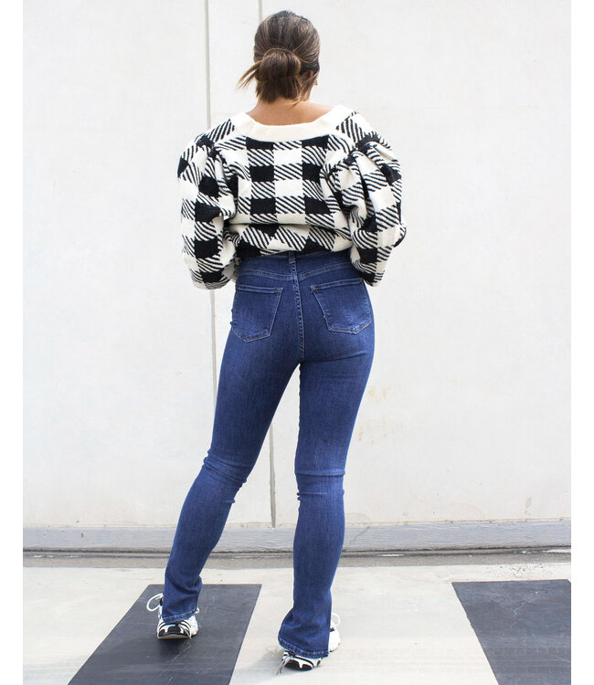 Slim Fit Split Jeans / Dark Blue