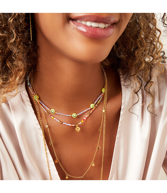 Rainbow Smiley Charm Necklace