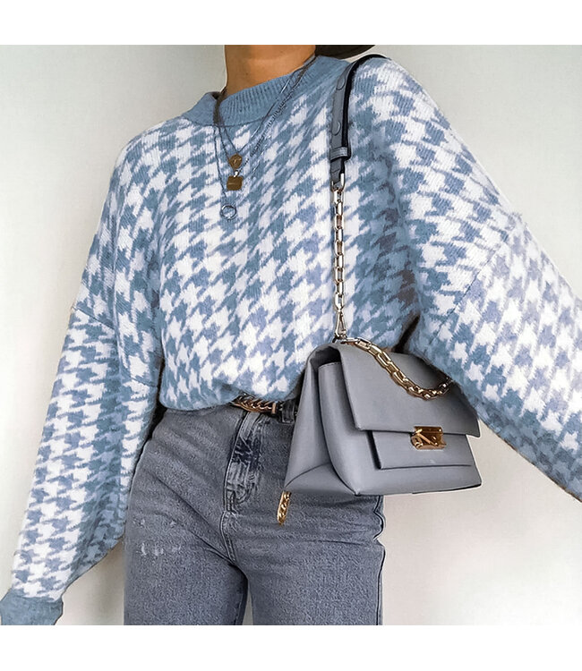 Pied de Poule Sweater / Blue