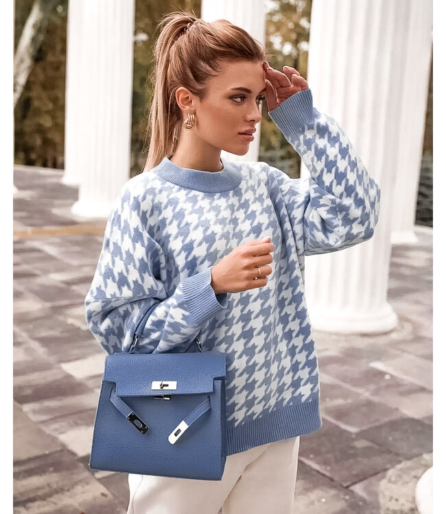 Pied de Poule Sweater / Blue