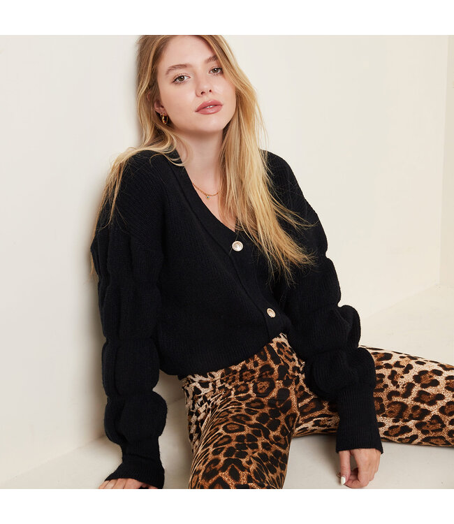 Puffed Sleeves Cardigan