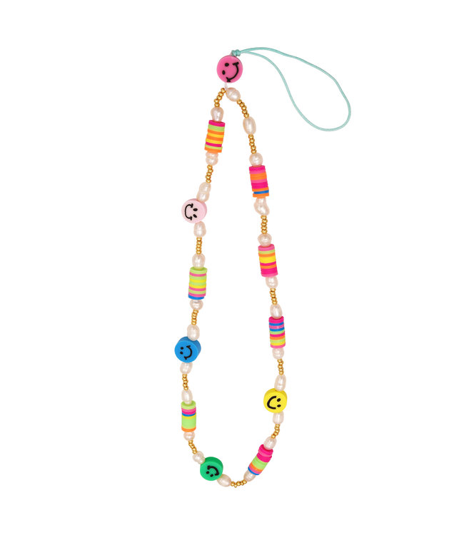 Colorful Smiley Beads Phone Cord / Multi