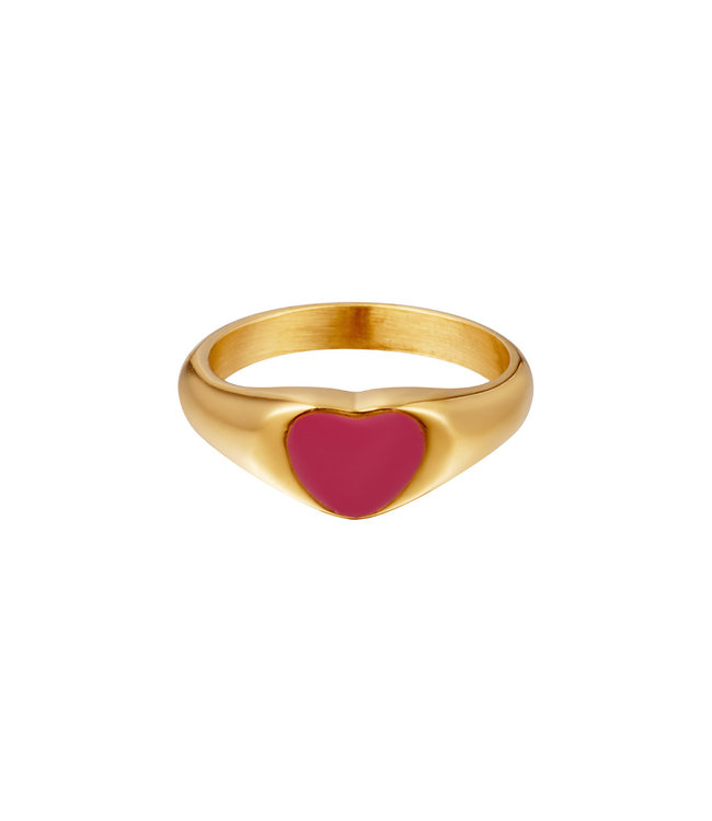 Colored Heart Signet Ring