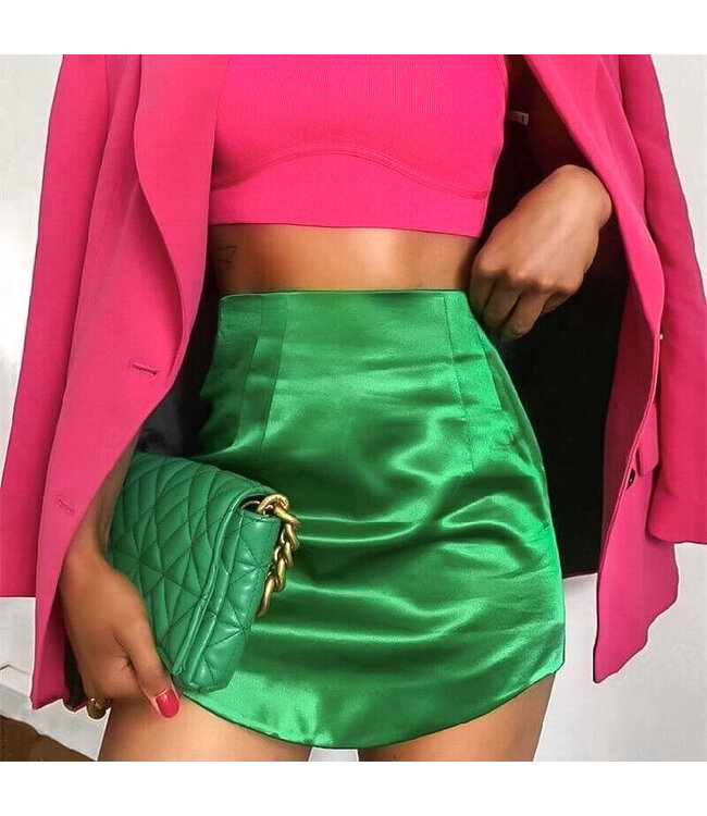 Silky Mini Skirt / Green