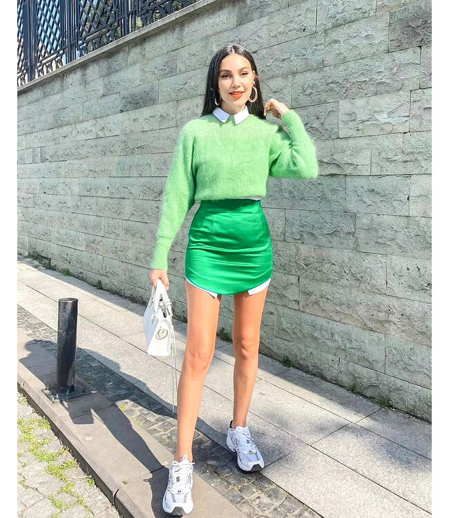 Silky Mini Skirt / Green