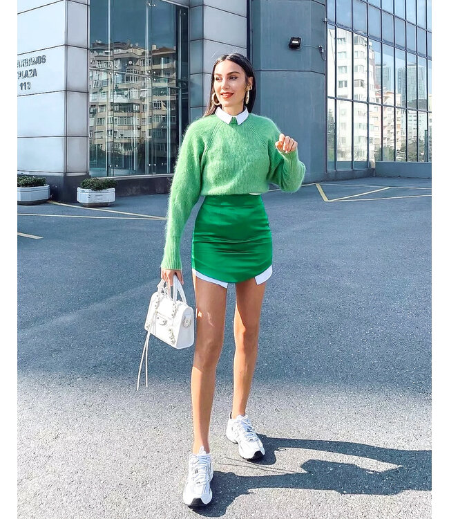 Silky Mini Skirt / Green