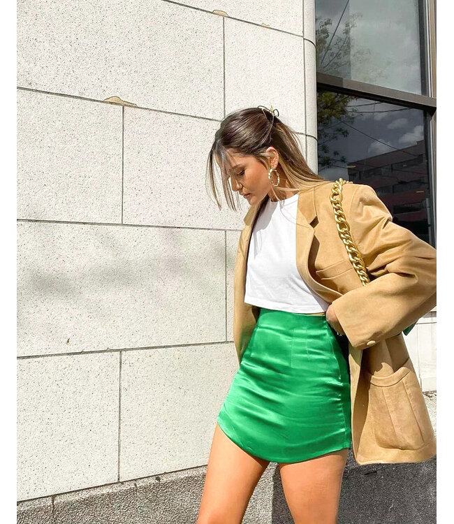 Silky Mini Skirt / Green