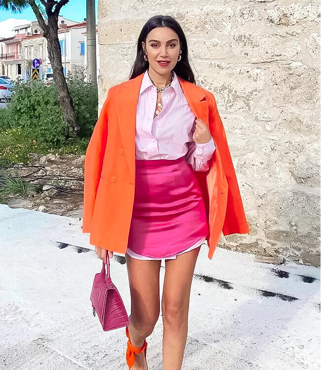 Silky Mini Skirt / Pink