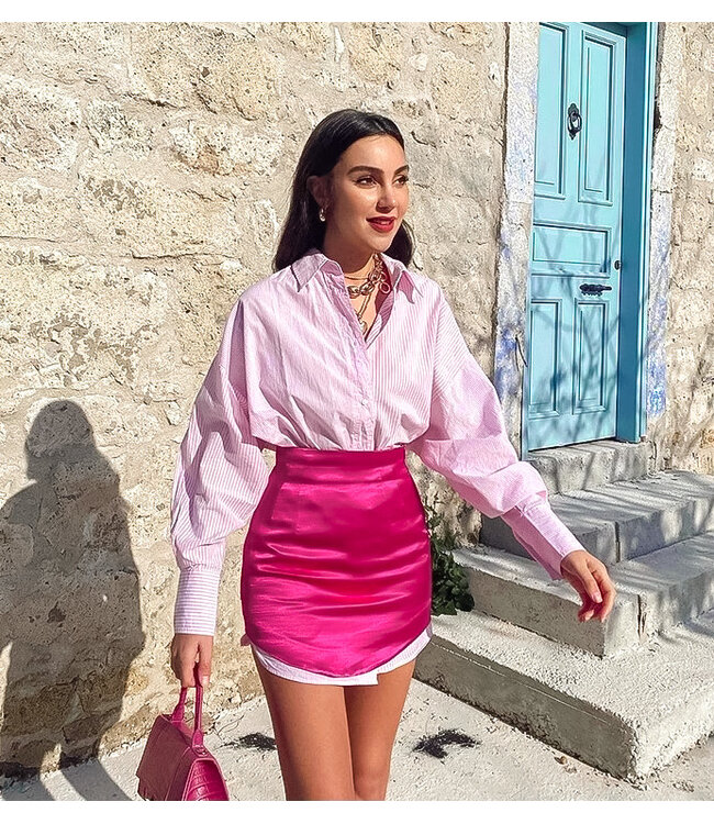 Silky Mini Skirt / Pink