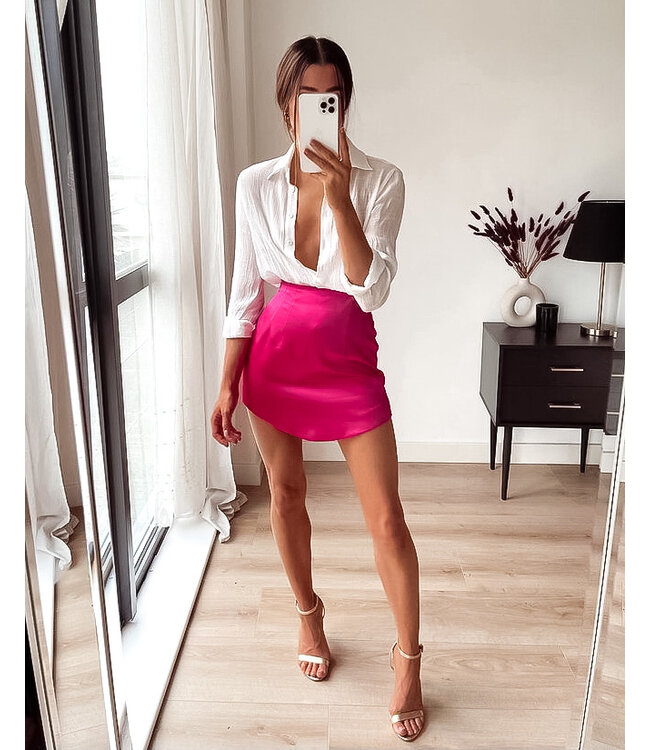 Silky Mini Skirt / Pink