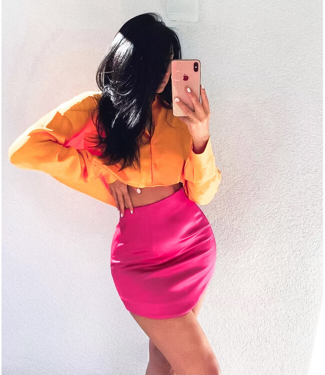 Silky Mini Skirt / Pink