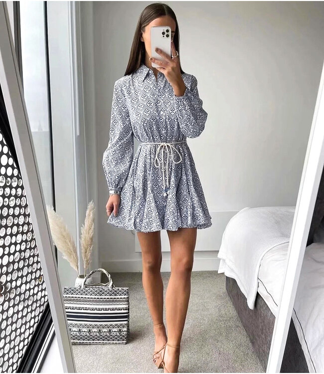 Blue Printed Dress