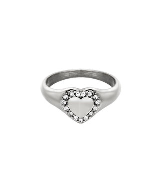 Silver Diamond Heart Ring