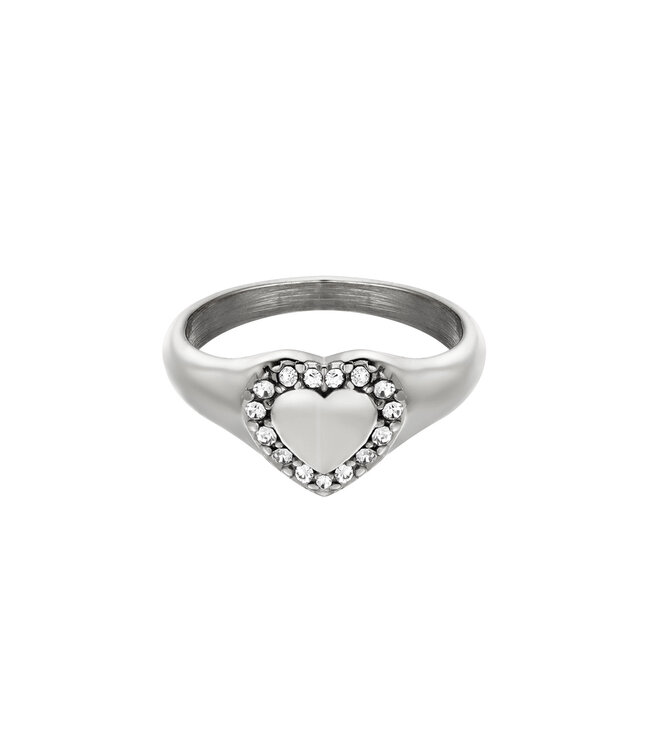 Silver Diamond Heart Ring