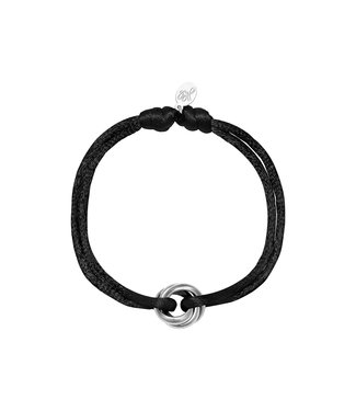 Silver Satin Knot Bracelet / Black