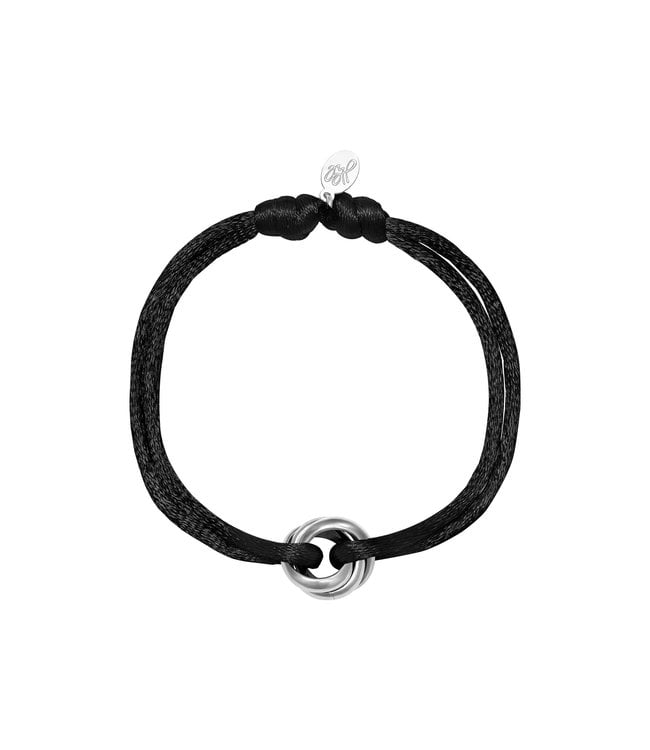 Silver Satin Knot Bracelet / Black