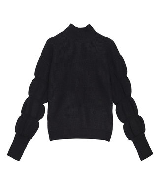 Puffed Sleeves Sweater / Black