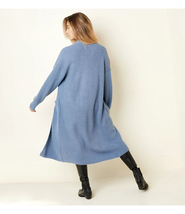 Knitted Long Cardigan / Steel Blue