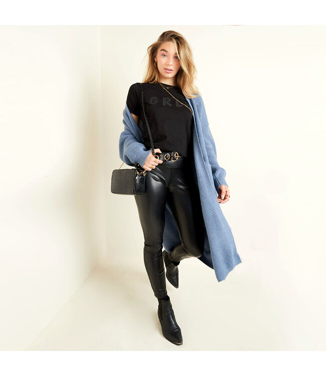 Knitted Long Cardigan / Steel Blue