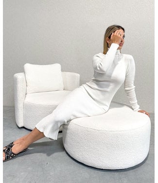 Ribbed Turtle Neck Dress / White