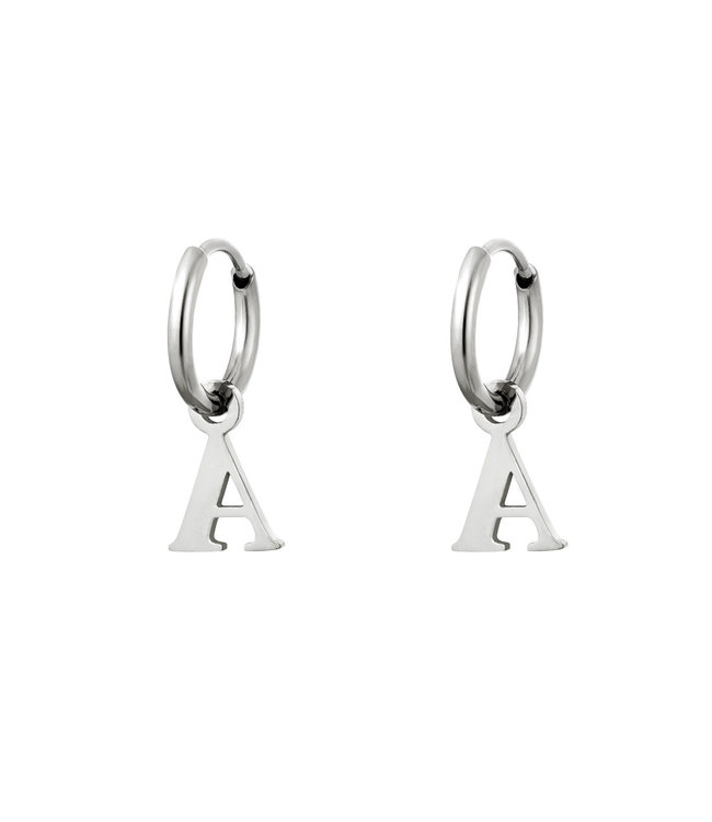 Silver Initial Earrings