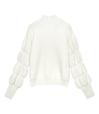 Puffed Sleeves Sweater / White