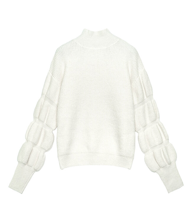 Puffed Sleeves Sweater / White