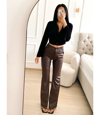 Straight Leg Leather Pants / Choco