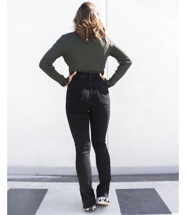 Slim Fit Split Jeans / Black