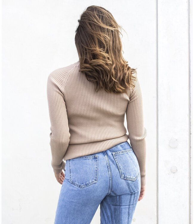 Ribbed Turtleneck / Beige