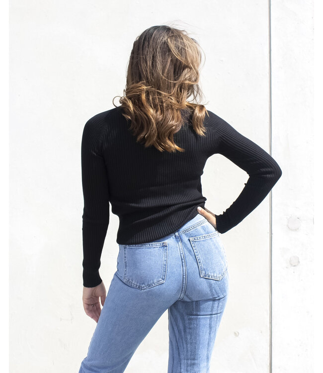 Ribbed Turtleneck / Black