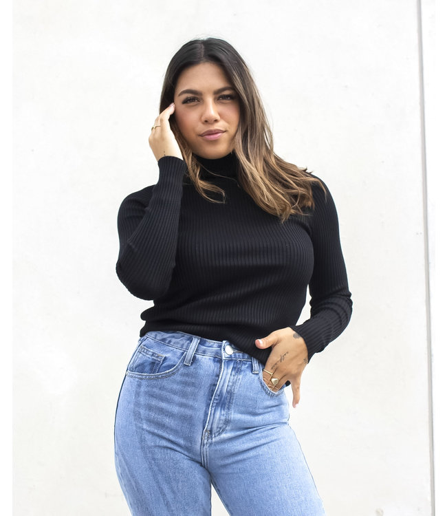 Ribbed Turtleneck / Black