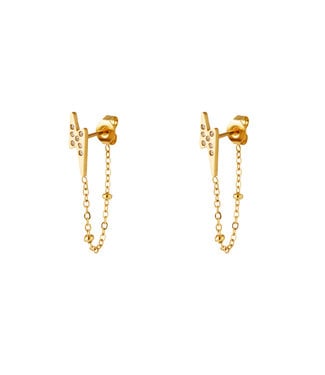 Thunderbolt Chain Stud Earrings