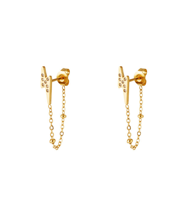 Thunderbolt Chain Stud Earrings