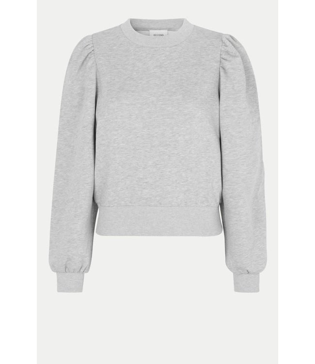 Carmella sweat, light grey melange STIJLdepartment SECOND FEMALE CARMELLA SWEAT Sweaters Licht Grijs bestel je