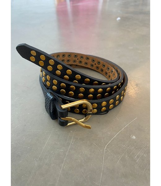 Belt leather studs 85cm, Black gold