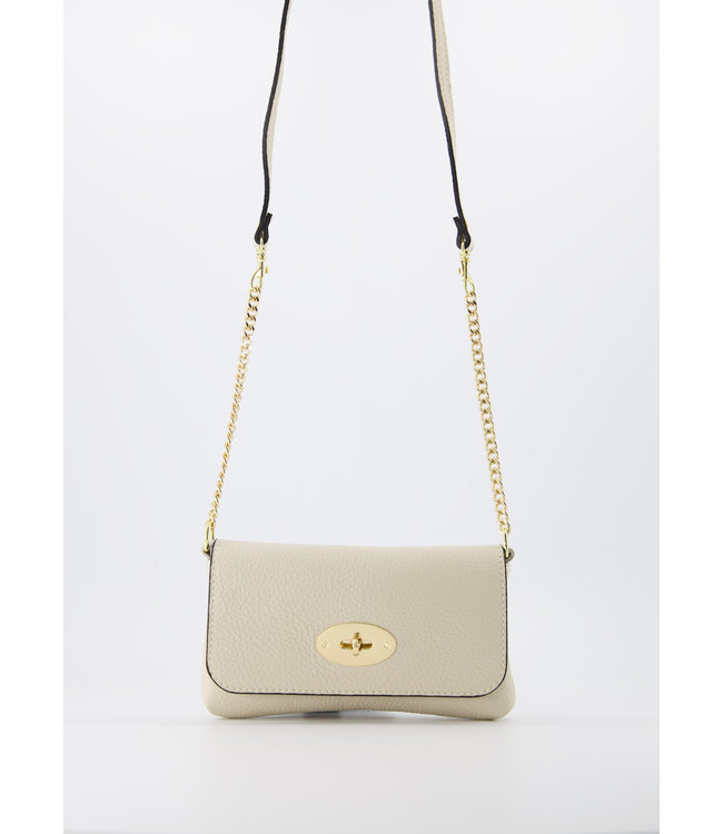 selectedbystijldepartment Bag clutch gold lock, Beige