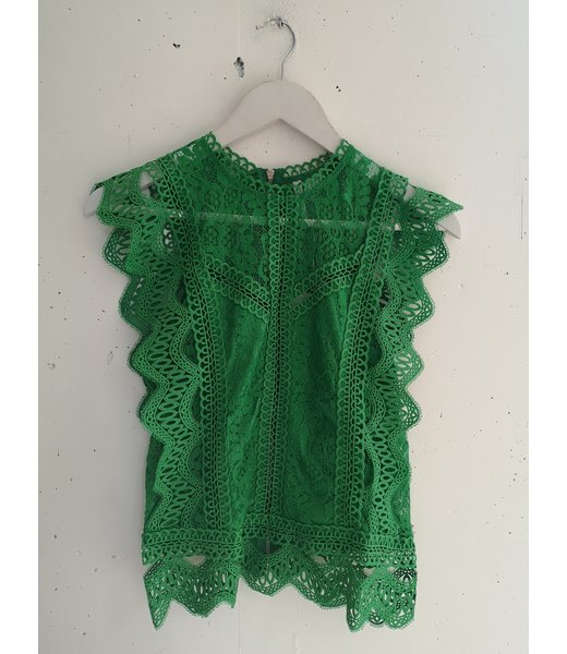 Top lace zipper, Grass green