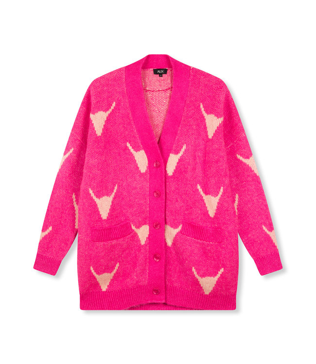 ALIX the label Cardigan knitted bull, Bright pink