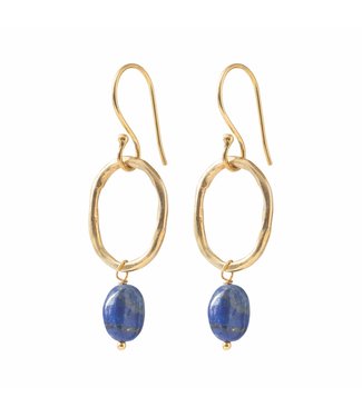 A Beautiful Story Graceful Lapis Lazuli Gold Earrings