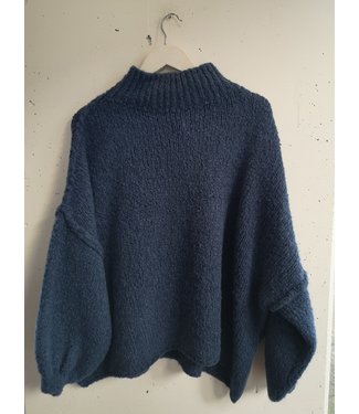 Sweater knitted oversized col, Blue