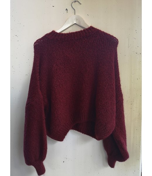 selectedbystijldepartment Sweater short wide knitted, Wine red
