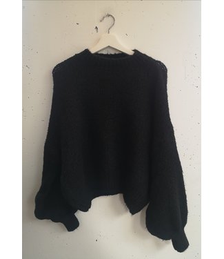 selectedbystijldepartment Sweater short wide knitted, Black