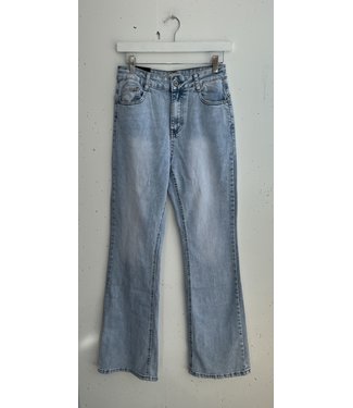 Jeans flare washed stretch, Light blue
