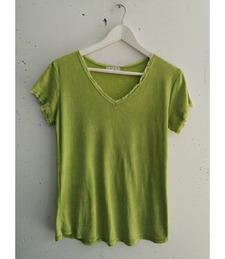 T-shirt vintage V, Lime green
