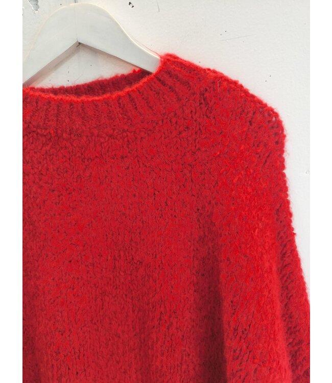 selectedbystijldepartment Sweater short wide knitted, Red