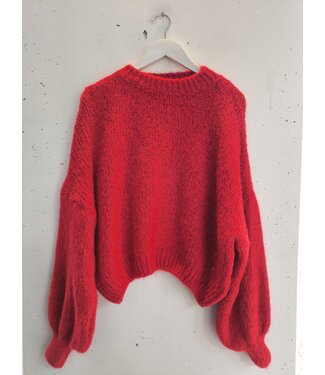 selectedbystijldepartment Sweater short wide knitted, Red