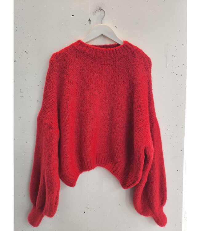 selectedbystijldepartment Sweater short wide knitted, Red