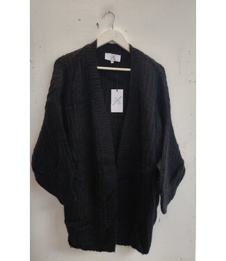 selectedbystijldepartment Cardigan knitted tracks, Black